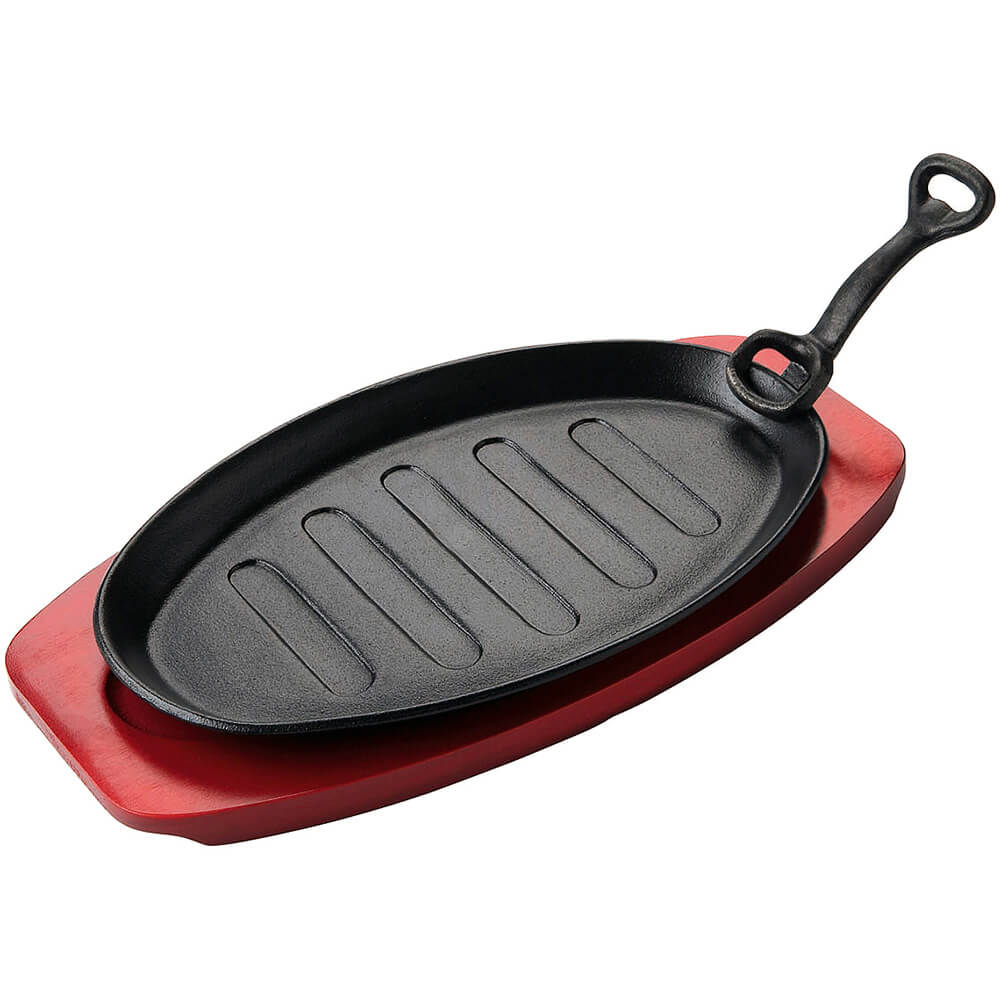Matfer Bourgeat Cast Iron Oval Griddle / Grill W/ Removable Handle and