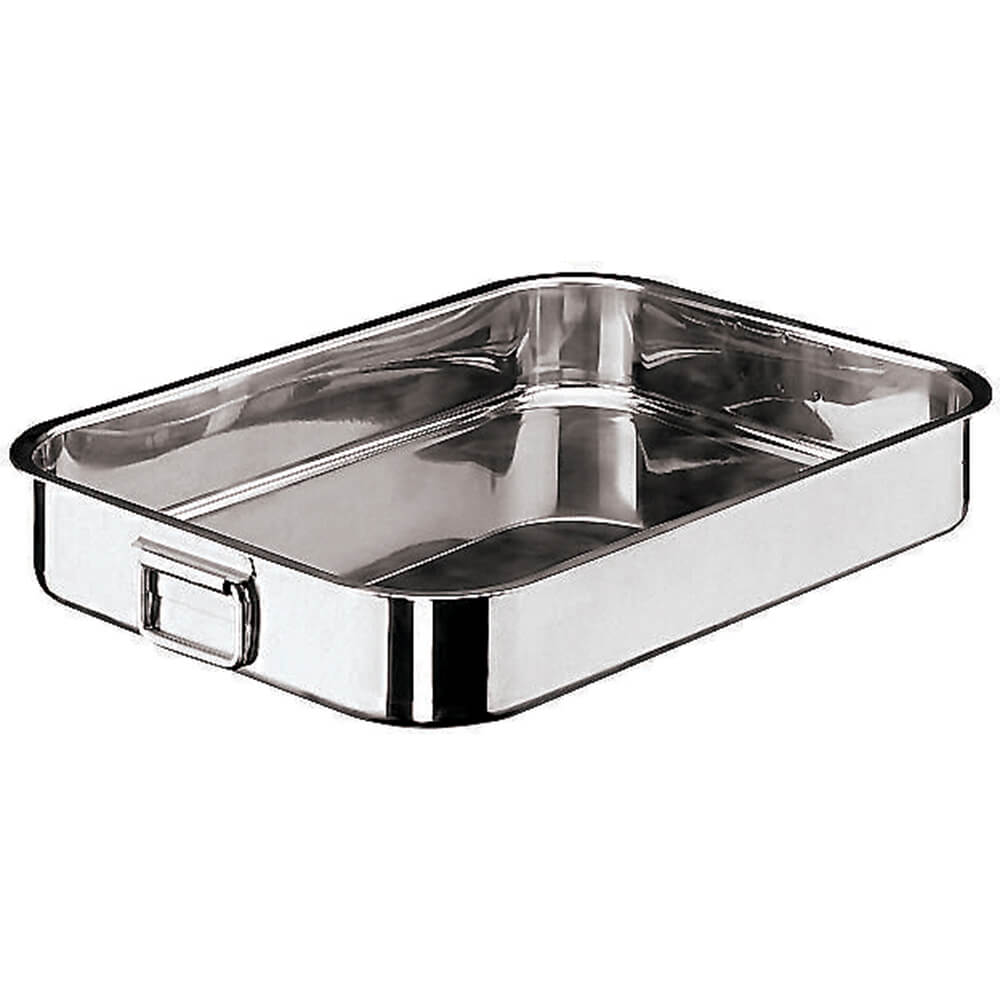 Stainless Steel Rectangular Roasting Pan, Folding Handles, Heavy Gauge 1194440 World Cuisine