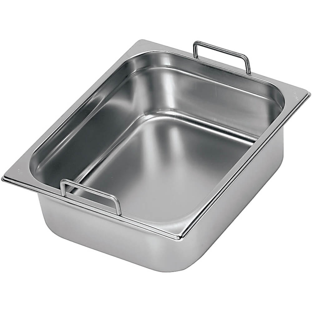 Stainless Steel Hotel Pan 1/2 Gn with Fixed Handles, 6" Deep