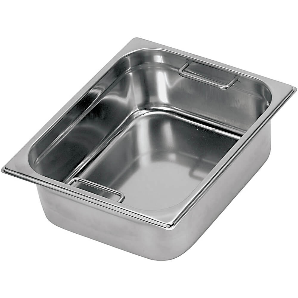 Stainless Steel Hotel Pan 1/2 Gn with Interior Handles, 6" Deep