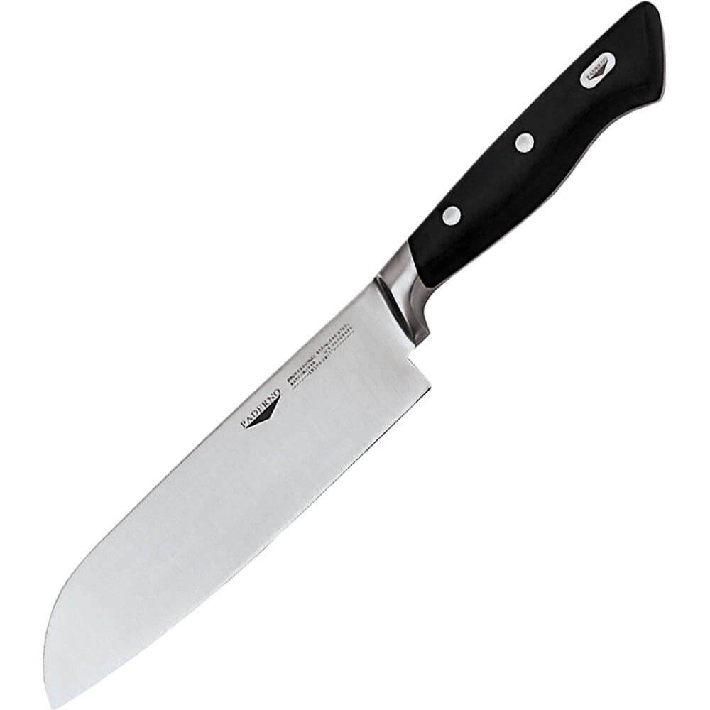 Black, Carbon Steel Santoku Knife, 7.12" 1810318 Paderno