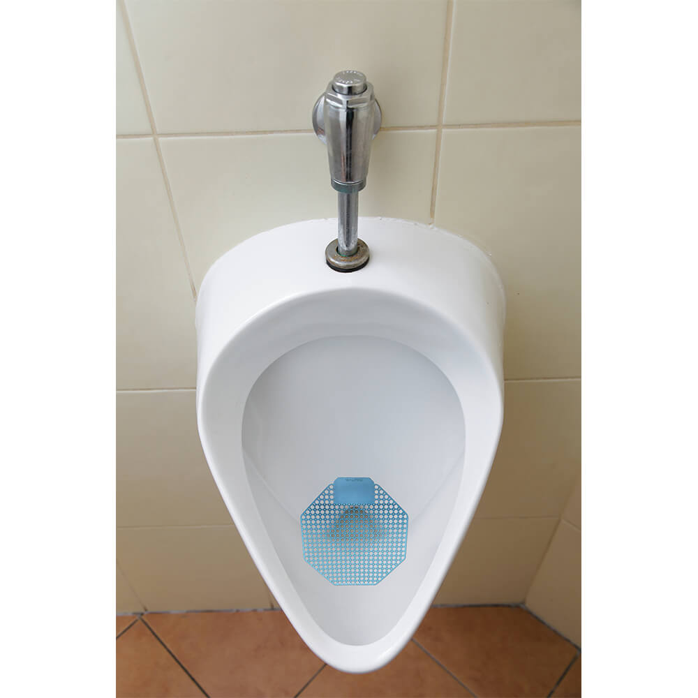 Blue, Plastic Urinal Screen, Cotton Blossom Urinal Deodorizer, 10/PK