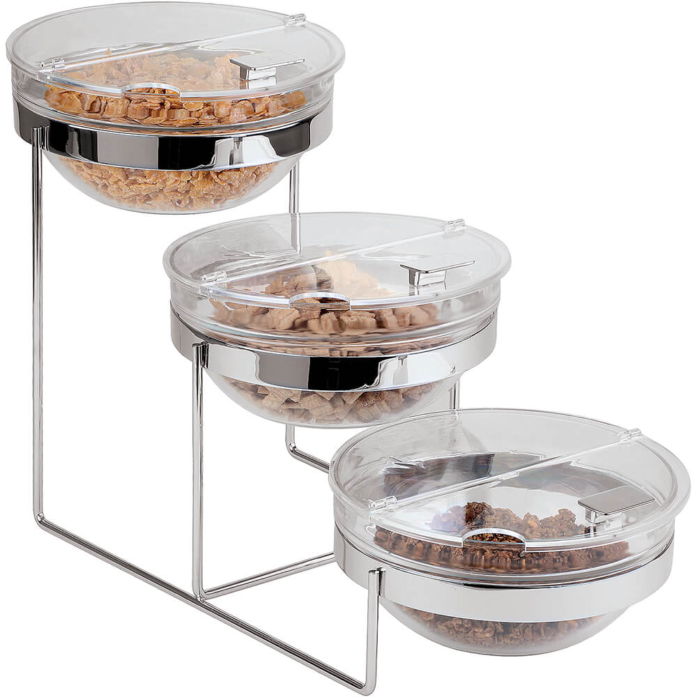 Clear, Chrome Steel Threetier Bowl Stand and Bowls Set, 9.5" 4144203 APS