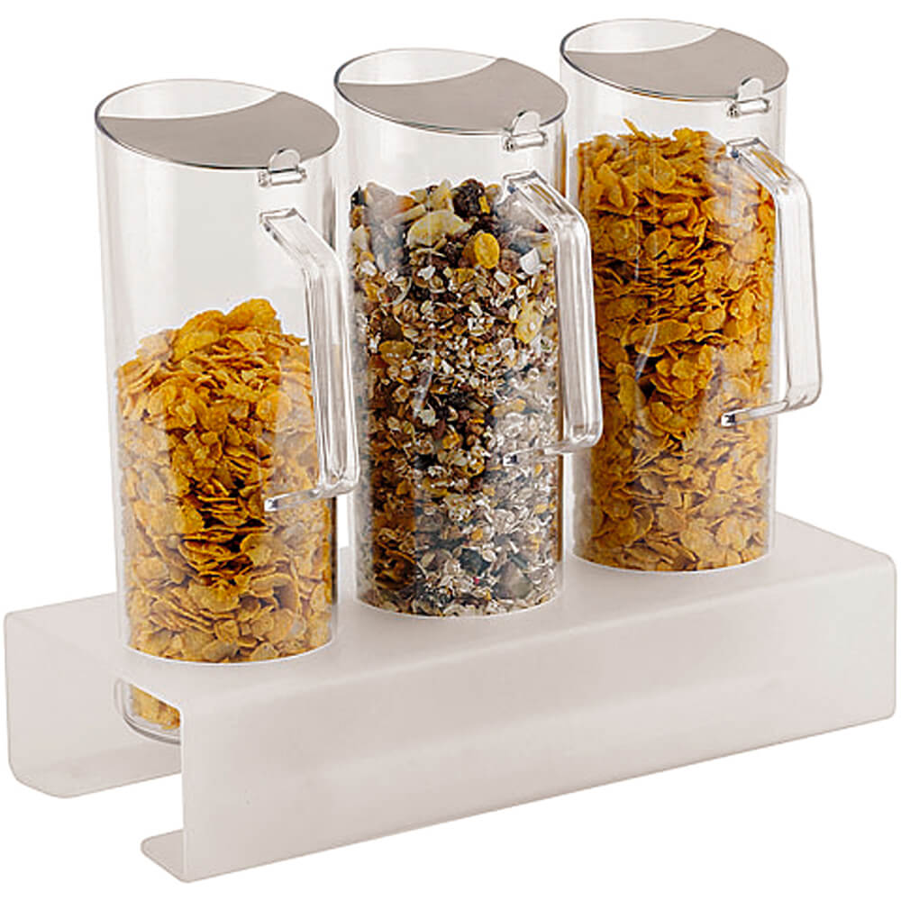 Clear, Polycarbonate Triple Cereal Dispenser Pitcher W/ Plexiglass Tall