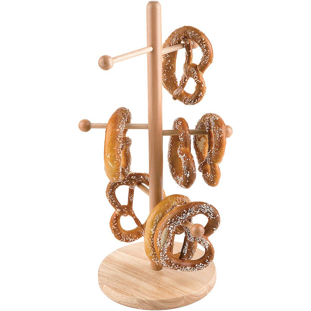 Light Wood Tone, Beechwood Pretzel Display Rack, 6 Pegs 4287050 APS