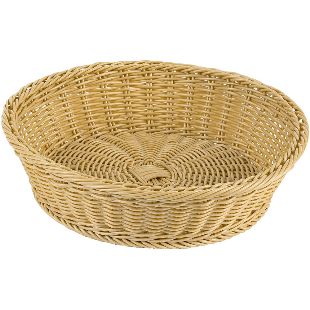 Light Wood Tone, Polyrattan Large Round Bread Basket, 15" Diam 42968
