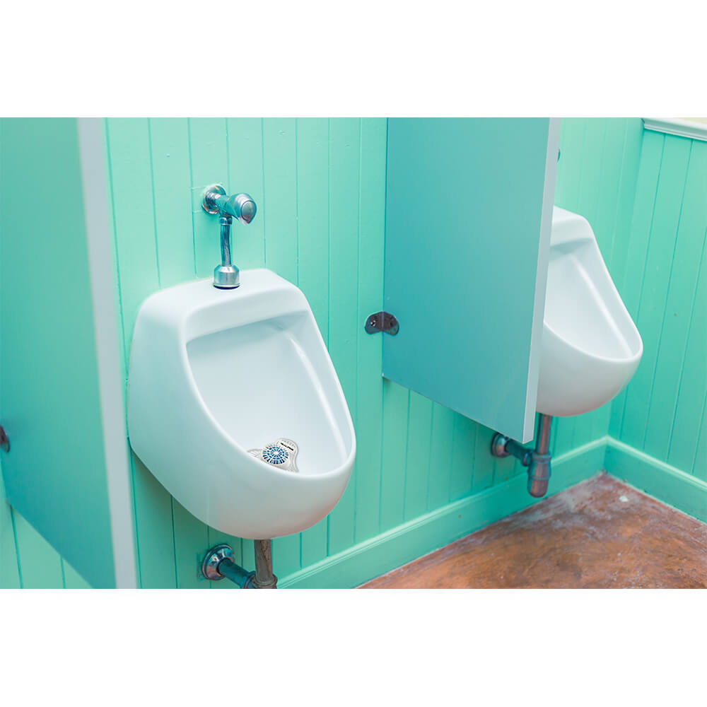 White, Plastic Extra Duty Urinal Screen with NonPara Block, Flower