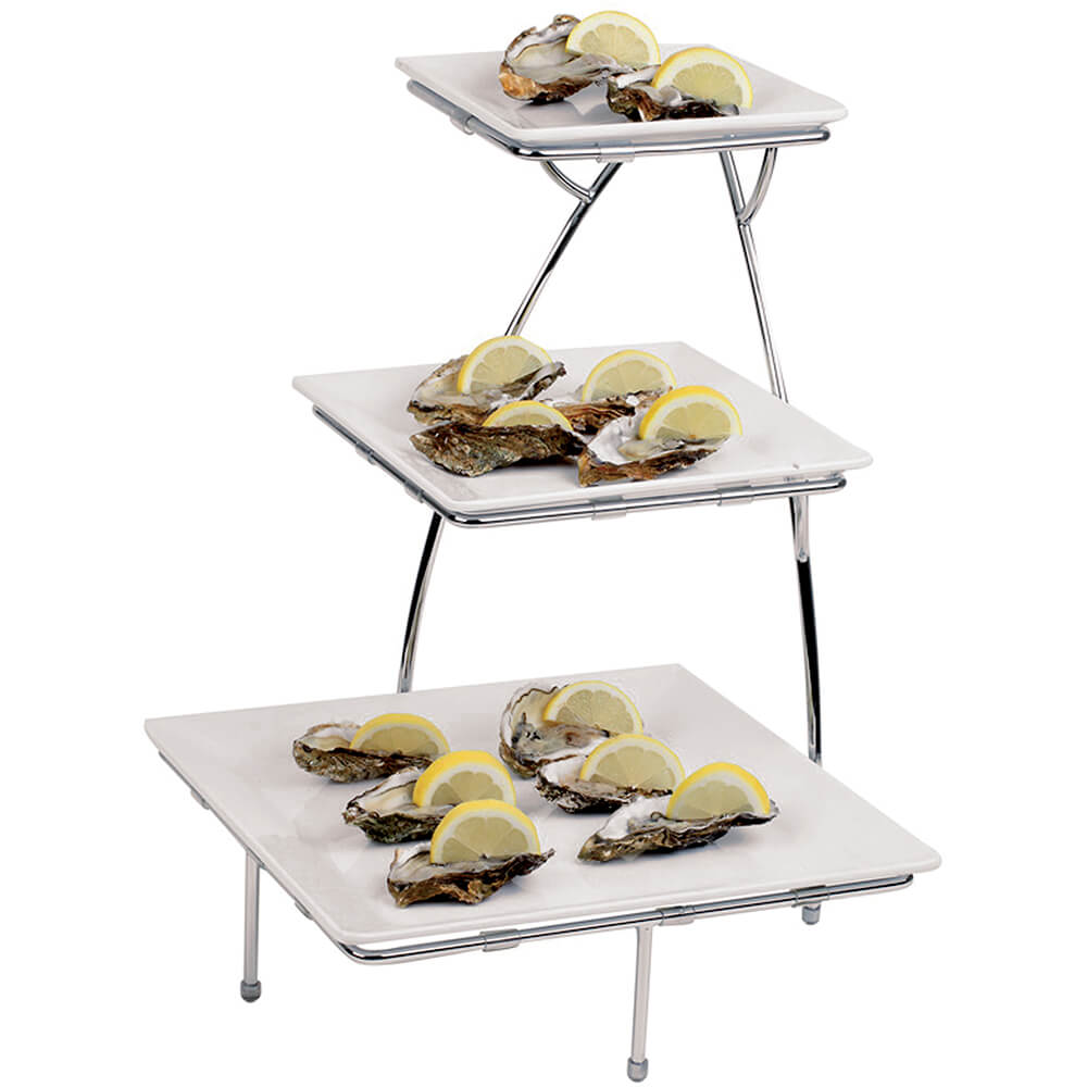 APS Chrome Steel Threetier Display Stand for Square Plates, 3 Sizes, 4484005