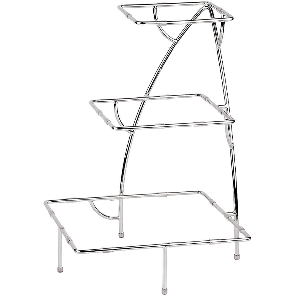 Chrome Steel Threetier Display Stand for Square Plates, 3 Sizes