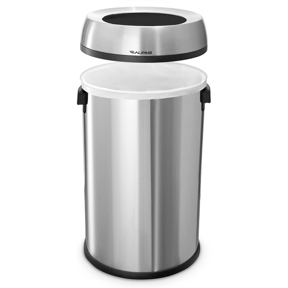 Stainless Steel Open Top Commercial Trash Can, 17 Gallons 47065L