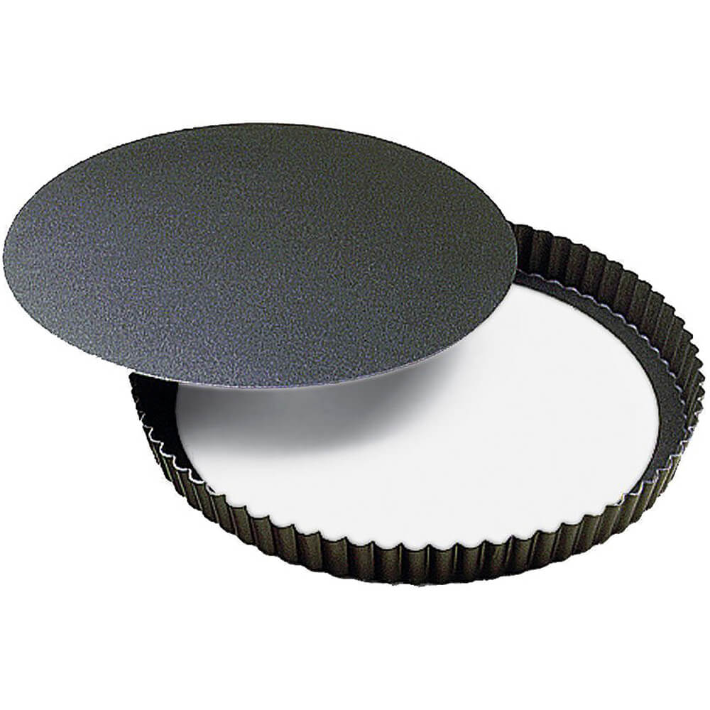 Paderno Black, Steel Fluted Nonstick Tart Pan, Removable Bottom, 11