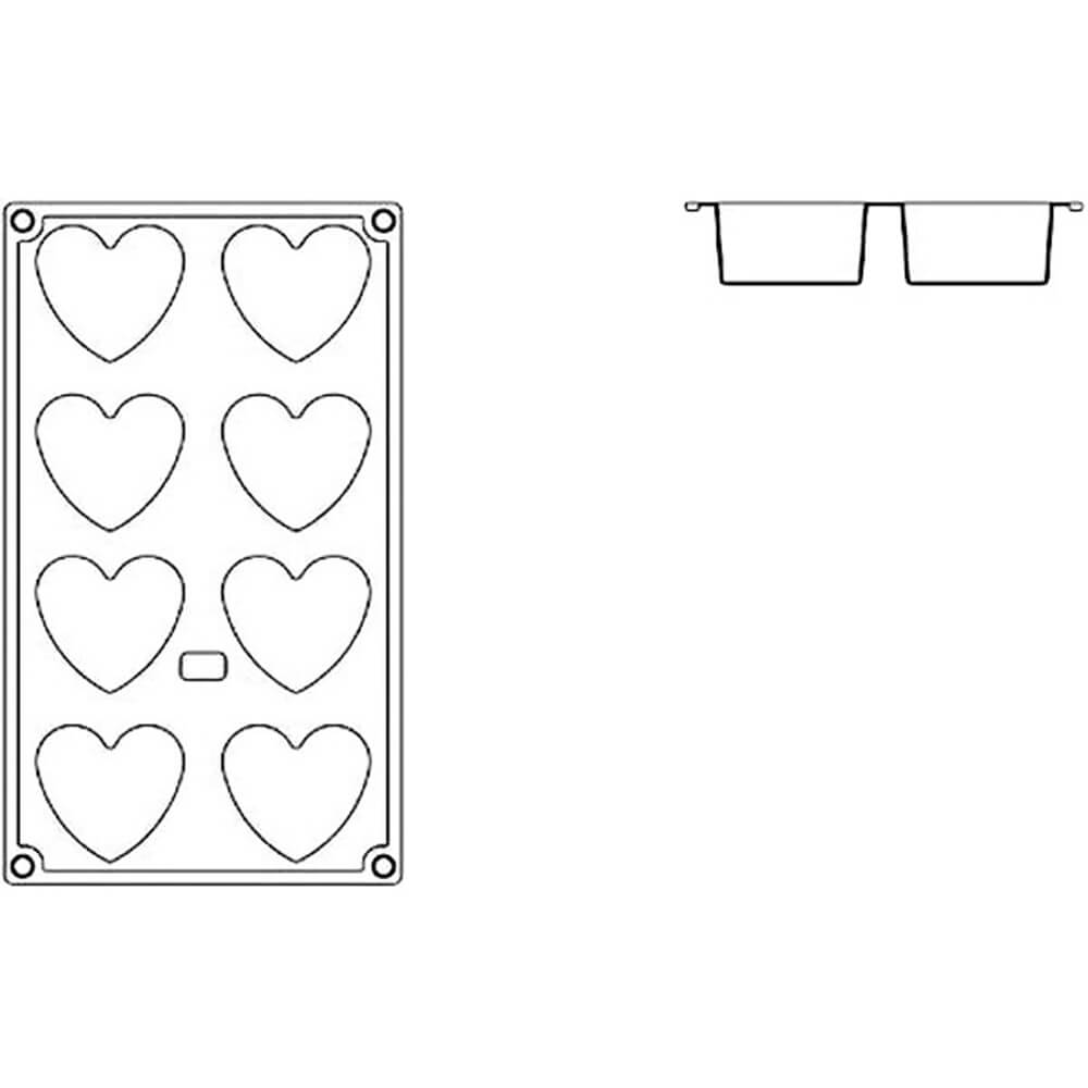 Non-stick Silicone Mold, Mini Hearts, Sheet Of 8 View 2