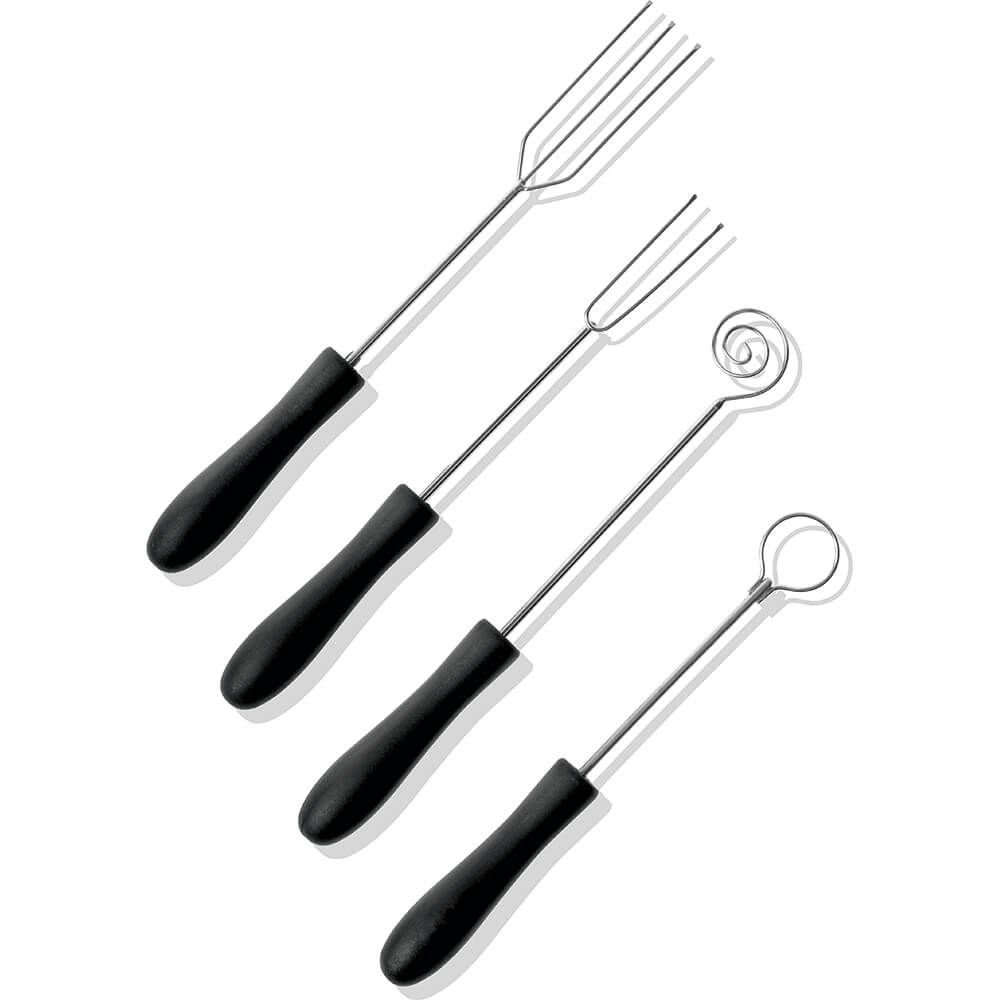 Black, Stainless Steel Set Of 4 Chocolate Dipping Tools 4783304