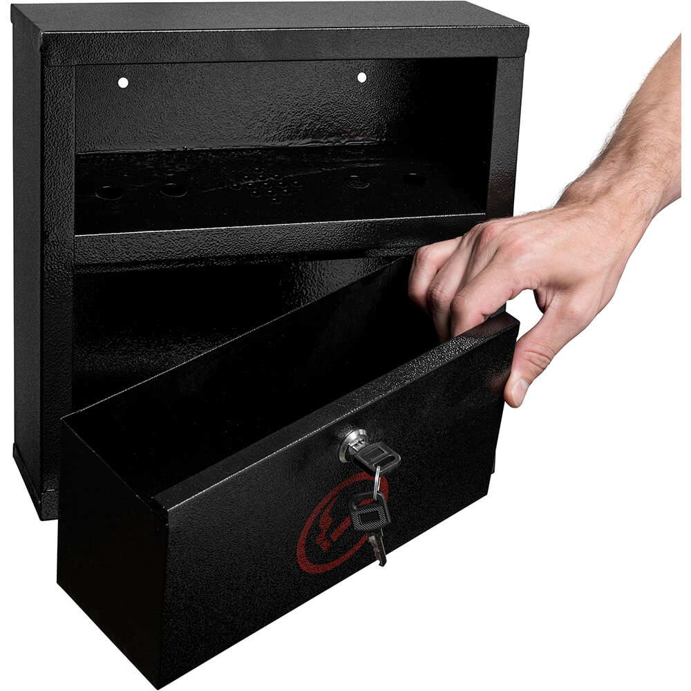 Black, Steel Quick Clean Wall Mounted Cigarette Disposal Bin / Outdoor