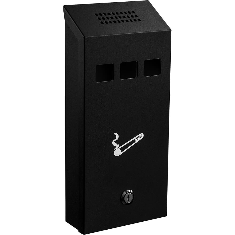 Black, Steel WallMounted Cigarette Disposal Bin / Outdoor Ashtray