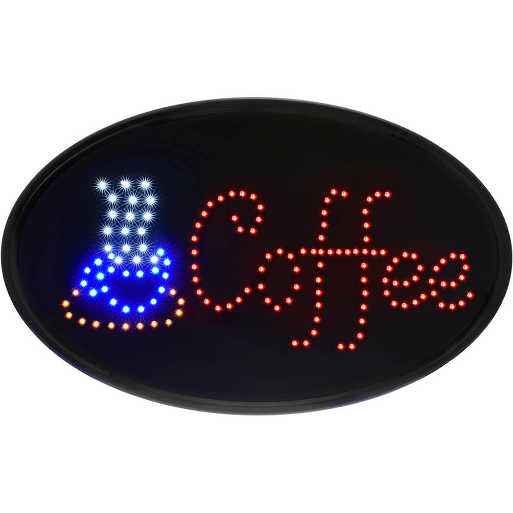 Black, ABS LED Coffee Sign, Oval, 23" X 14"