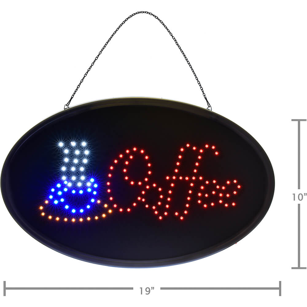 Black, ABS LED Coffee Sign, Oval, 19" X 10" View 2