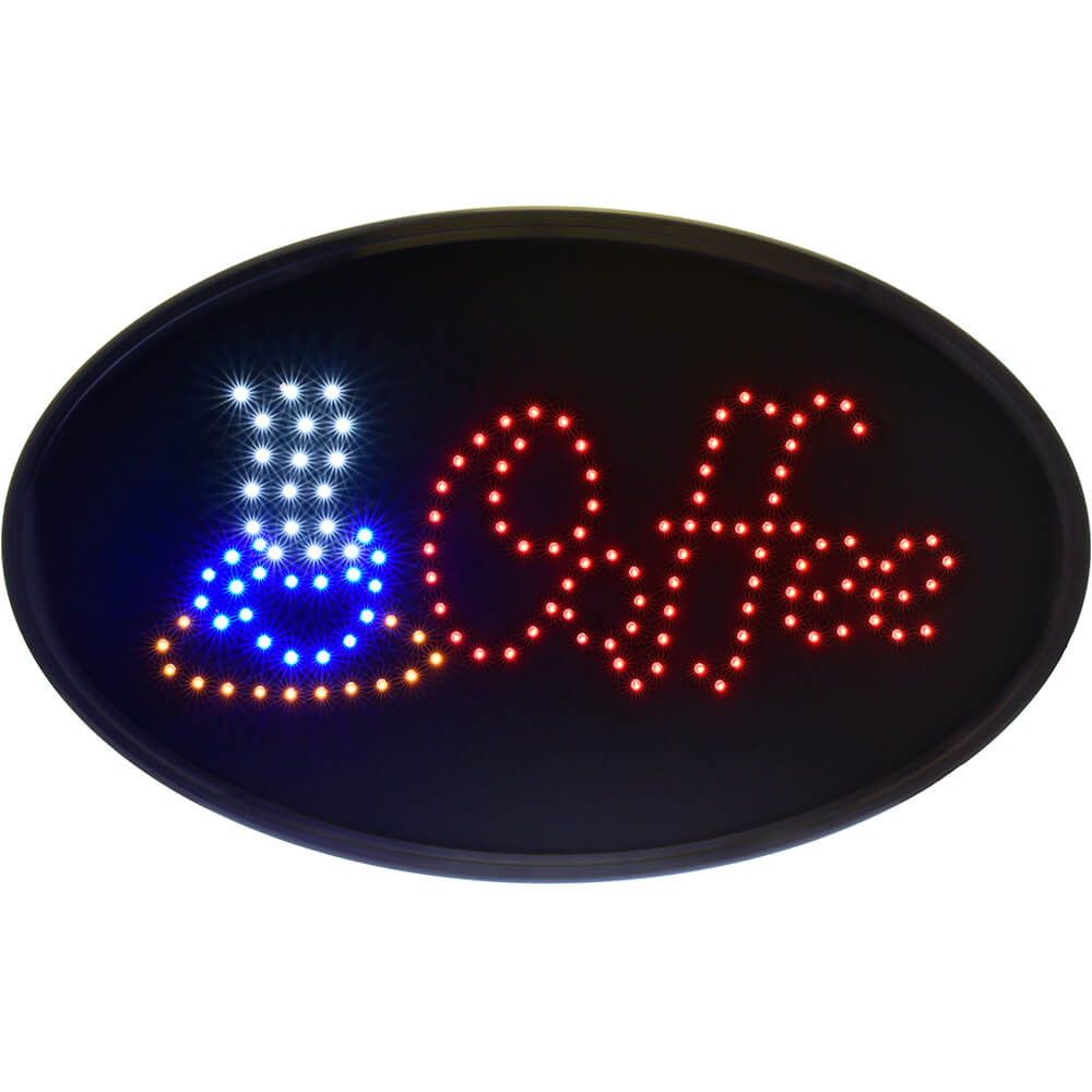 Black, ABS LED Coffee Sign, Oval, 19" X 10"
