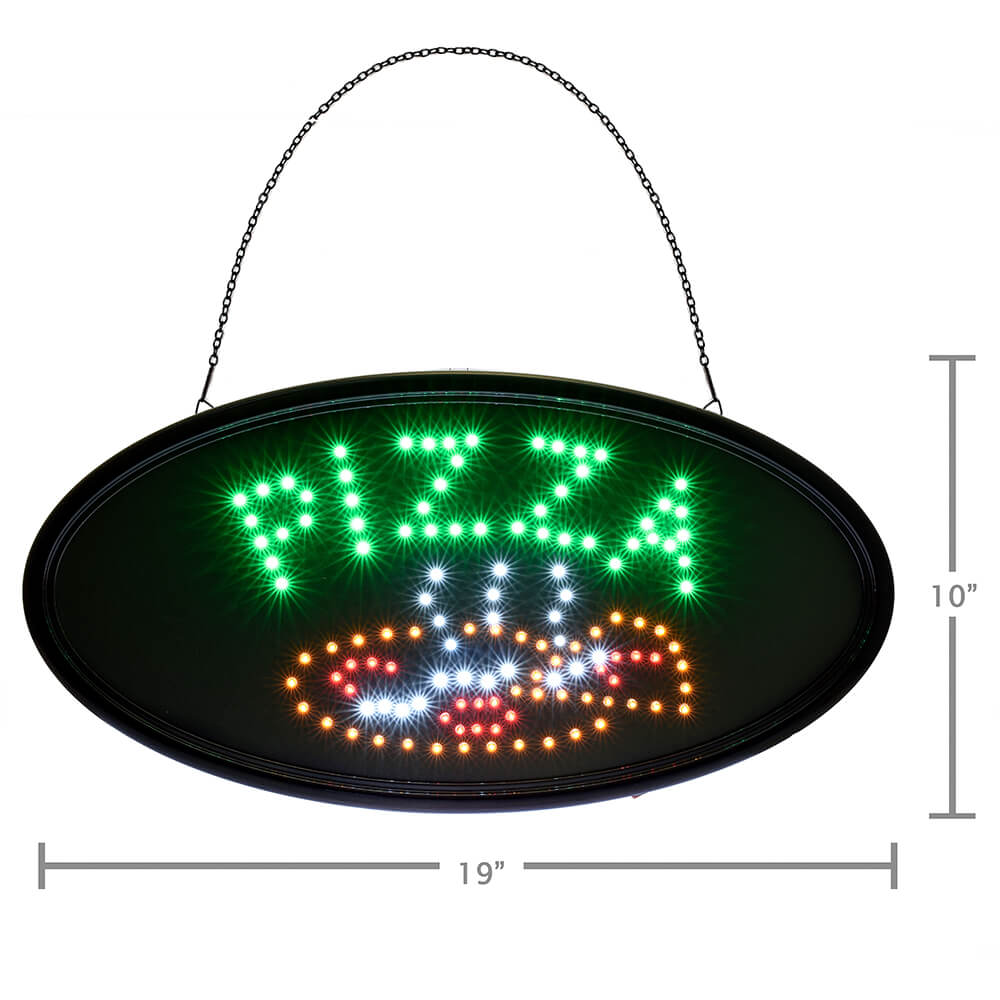 Black, ABS LED Pizza Sign, Oval, 23" X 14" View 2