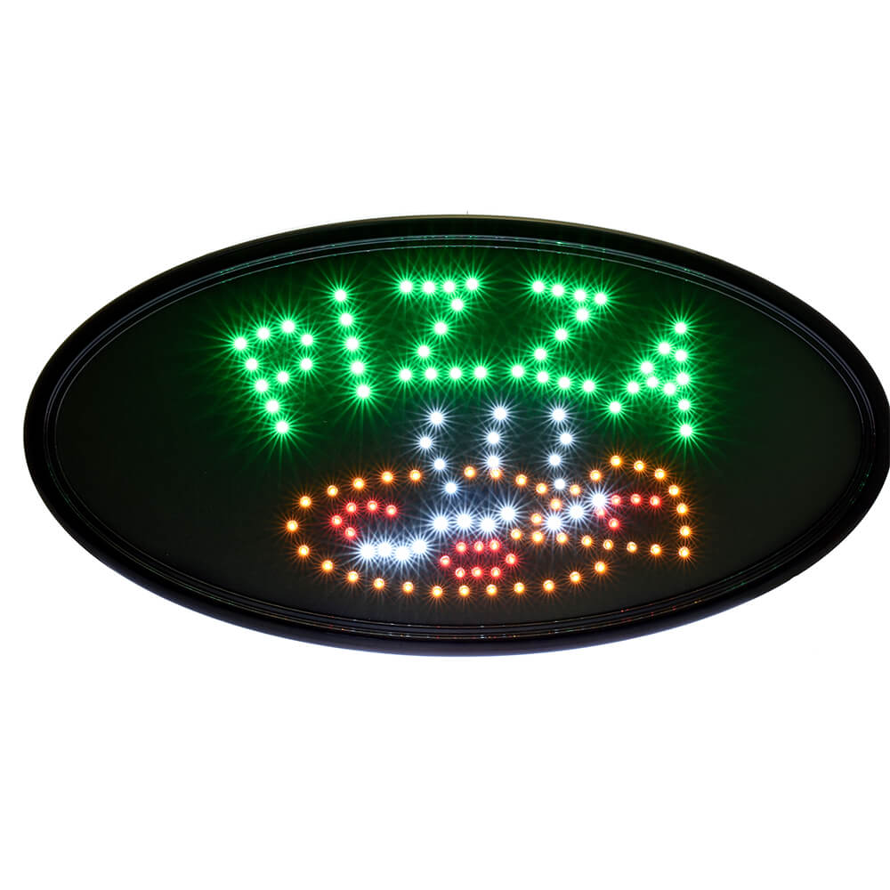 Black, ABS LED Pizza Sign, Oval, 23" X 14"