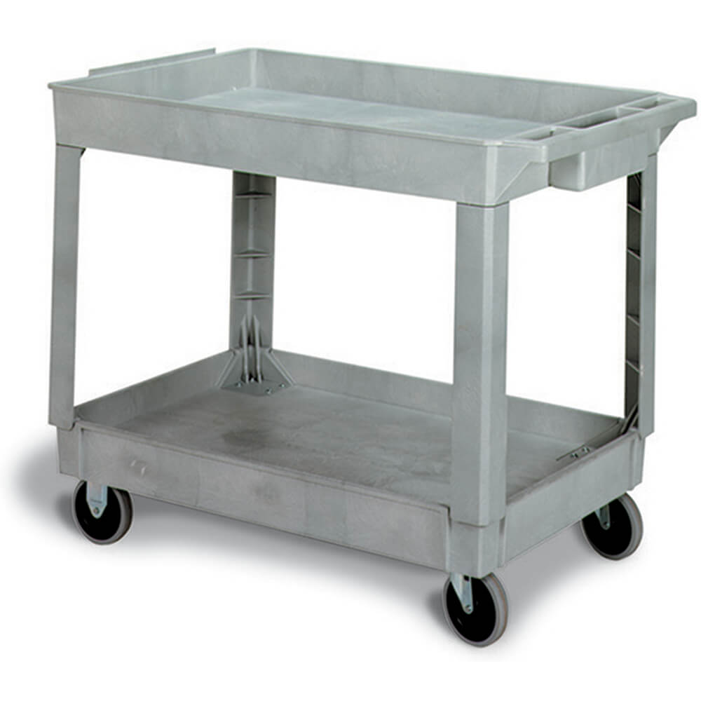 Gray, 2 Shelf Heavy Duty Utility Cart / Rolling Tool Cart, 400 Lb