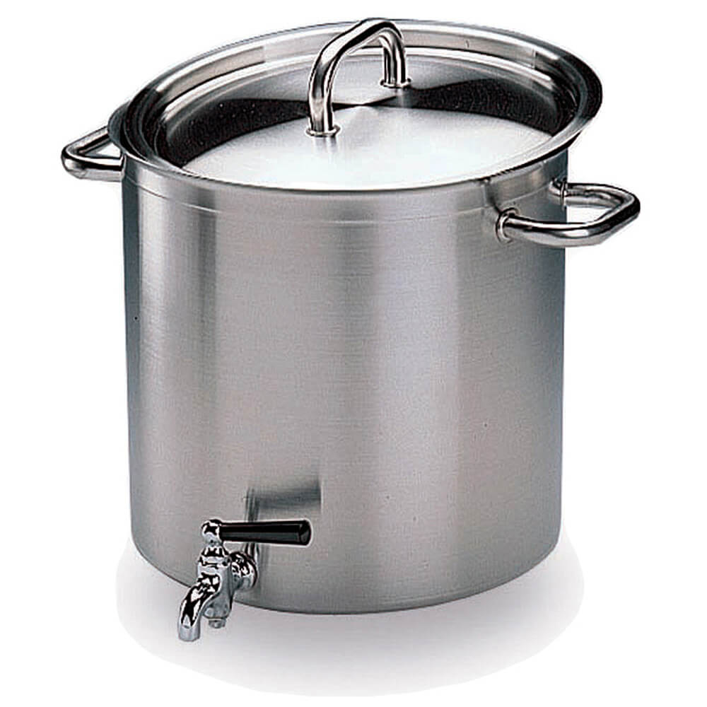 Stainless Steel, Excellence Stock Pot With Lid And Faucet, 53 Qt