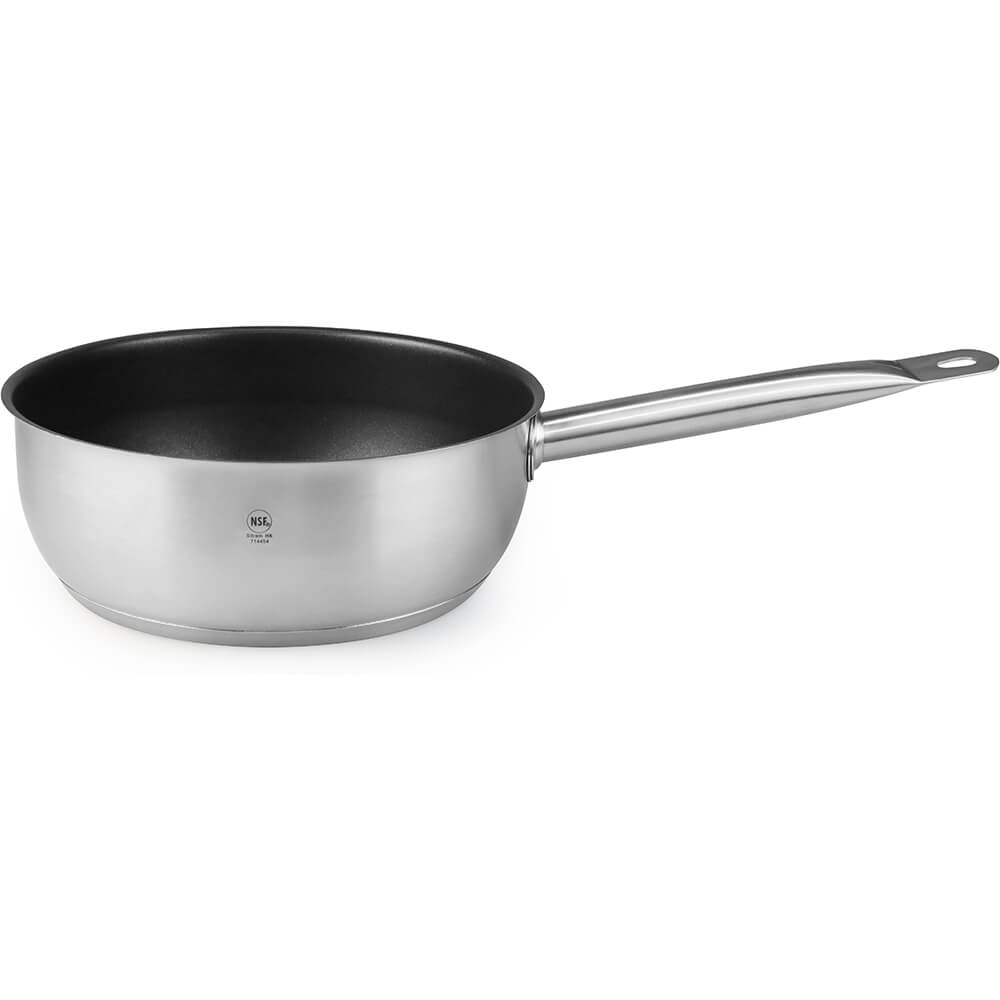 18/10 Stainless Steel Saute Pan with Round Bottom / Conical NS, 9.45"