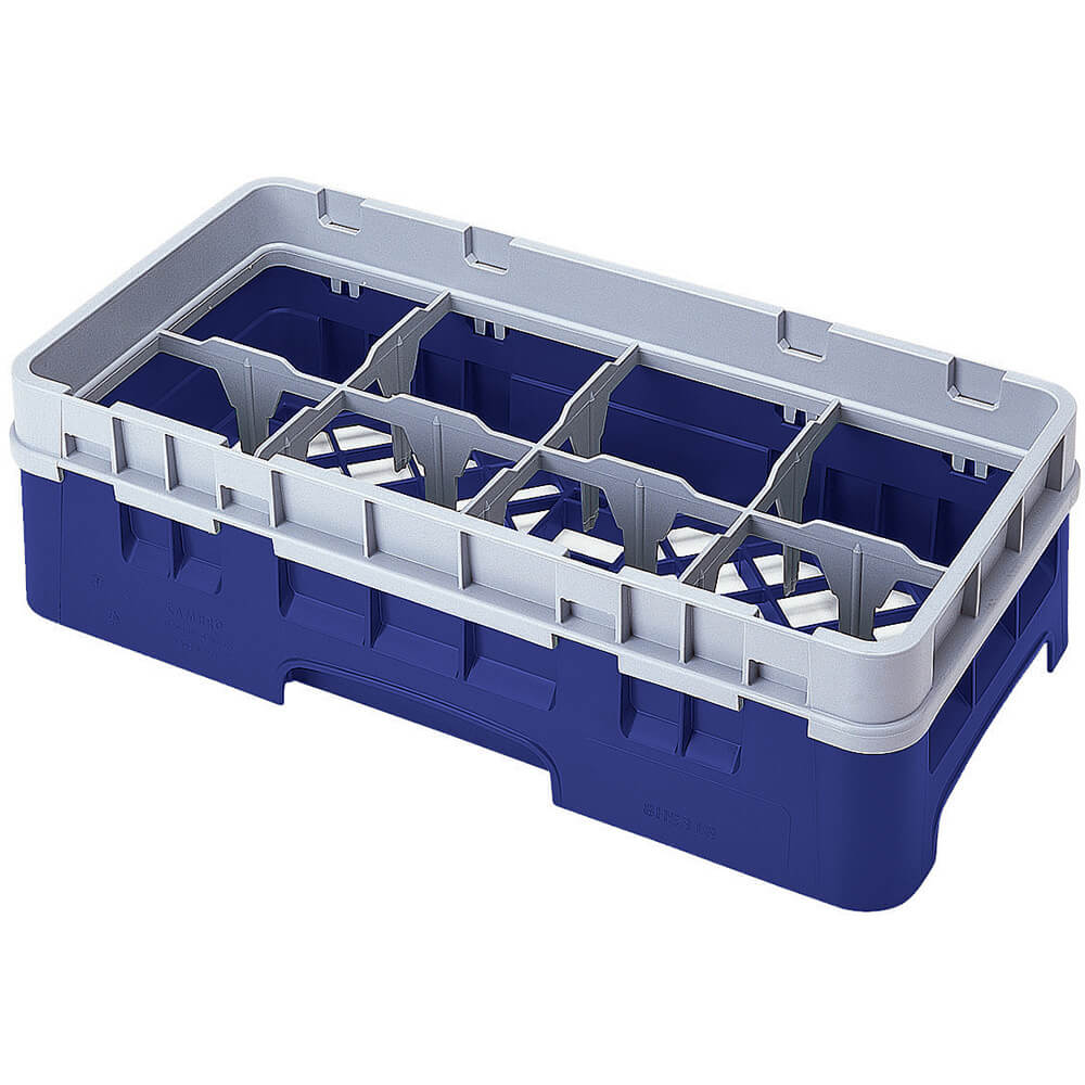 Navy Blue, 8 Comp. Glass Rack, Half Size, 5.25" H Max. 8HS434186