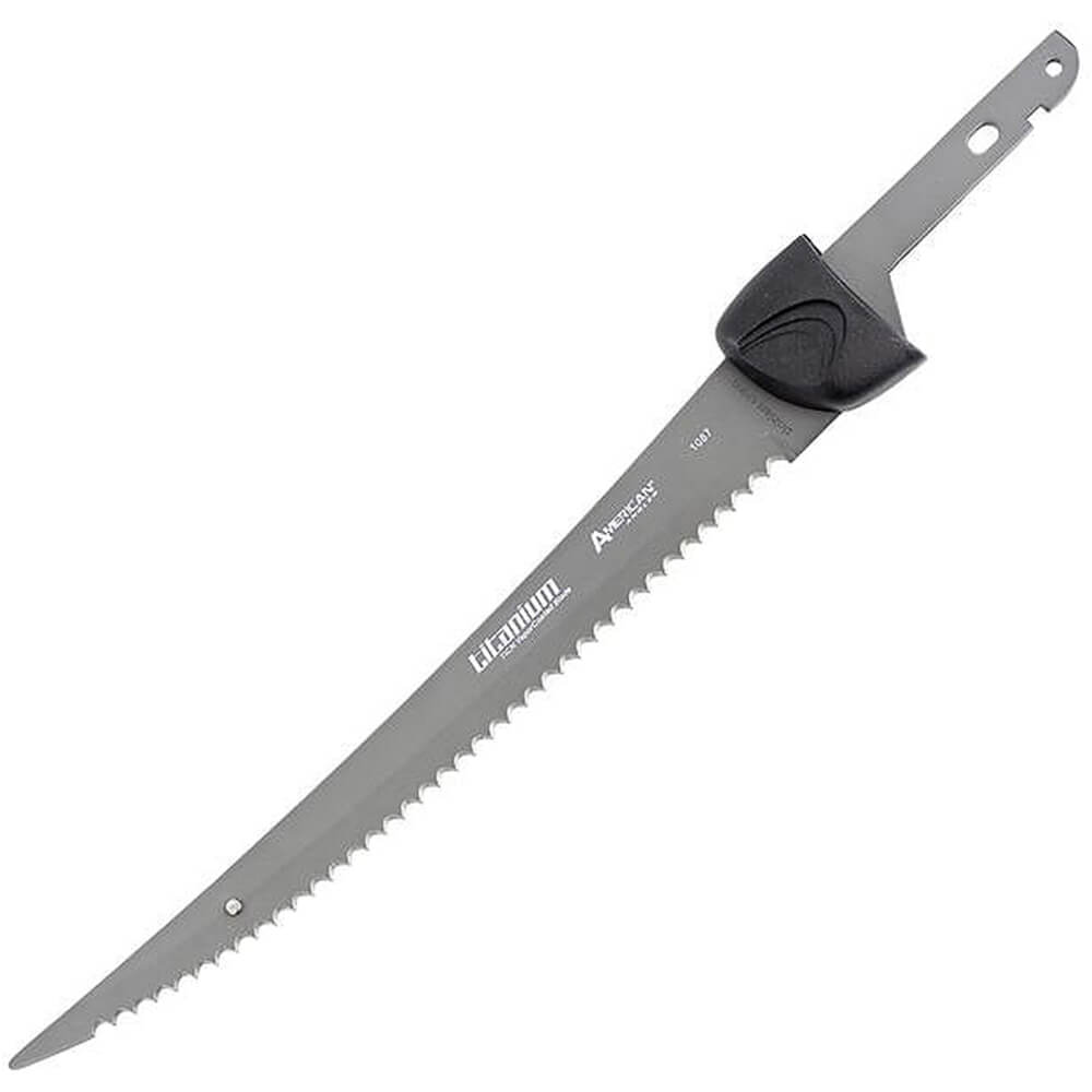 Gray, Stainless Steel 8" Replacement Serrated Fillet Blade with TiCN Titanium-carbon Nitride Coating for American Angler Classic/Pro EFK
