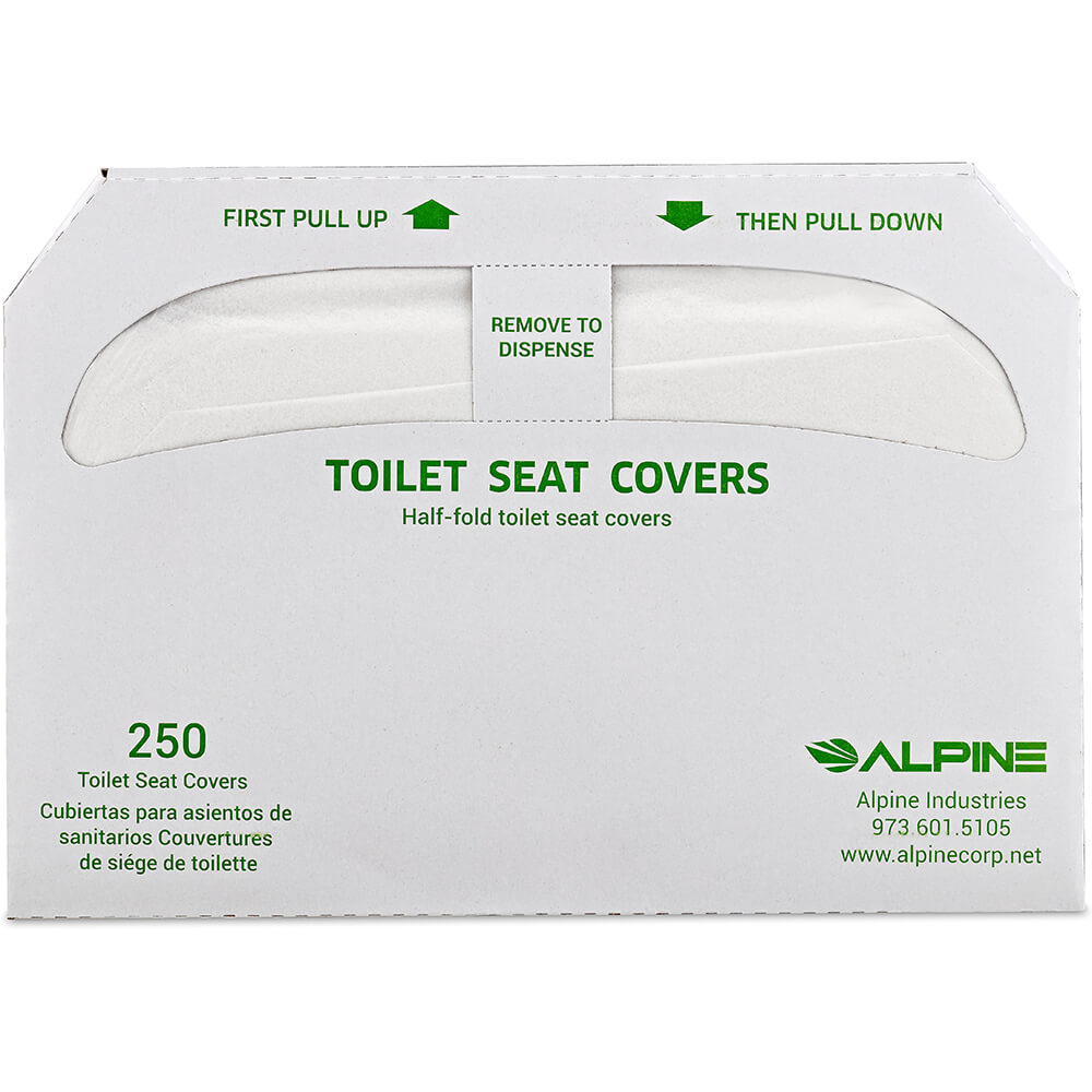 White, Biodegradable Virgin Pulp Flushable Toilet Seat Covers (3 Packs Of 250 Sheets Each), 750/PK