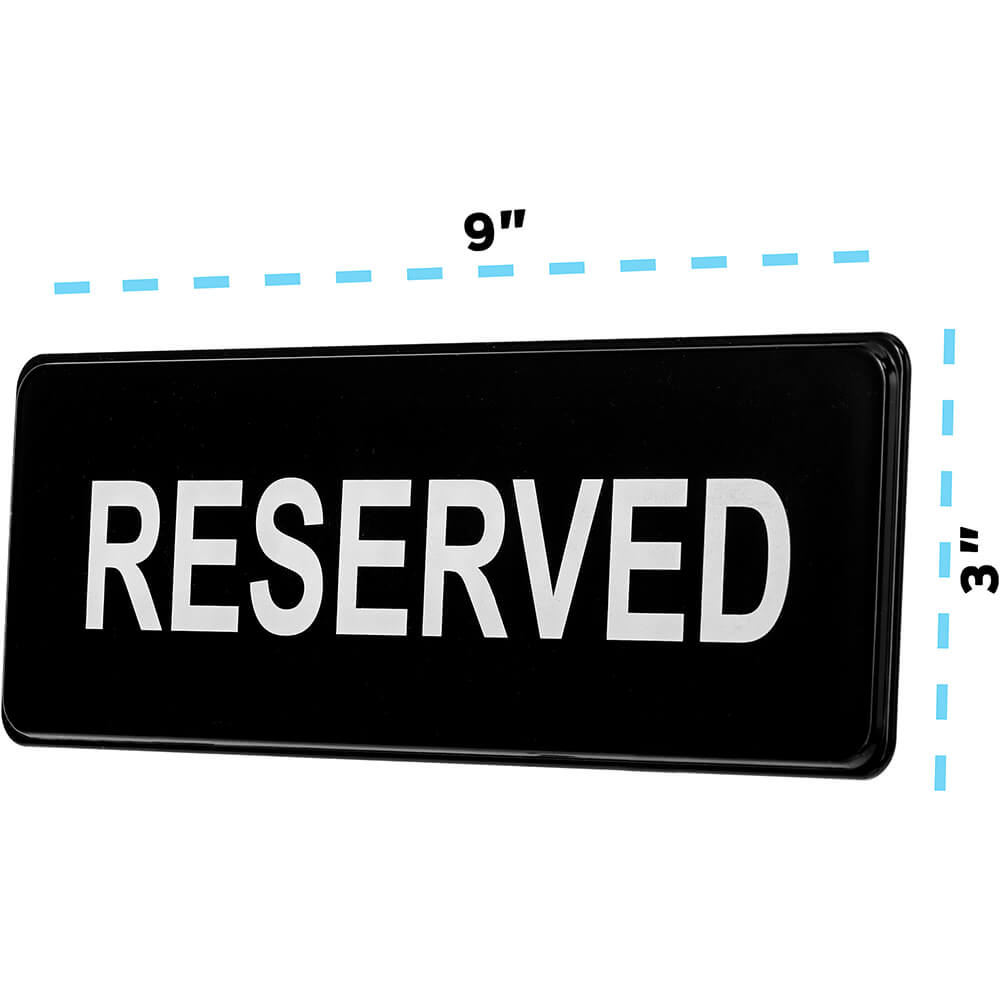 Black, ABS Reserved Sign, 3" X 9", White Lettering View 2