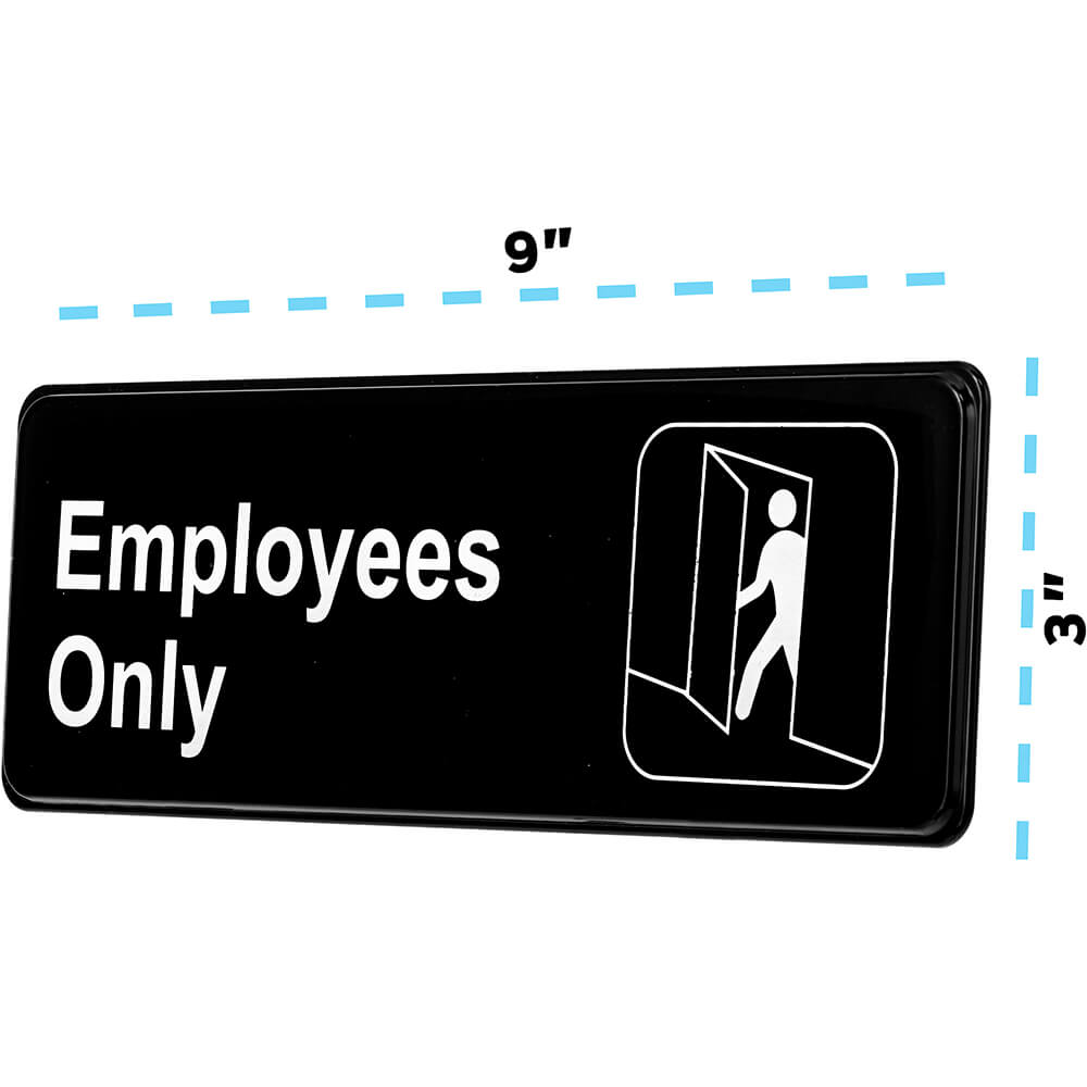 Black, ABS Employees Only Sign, 3" X 9", White Lettering View 2