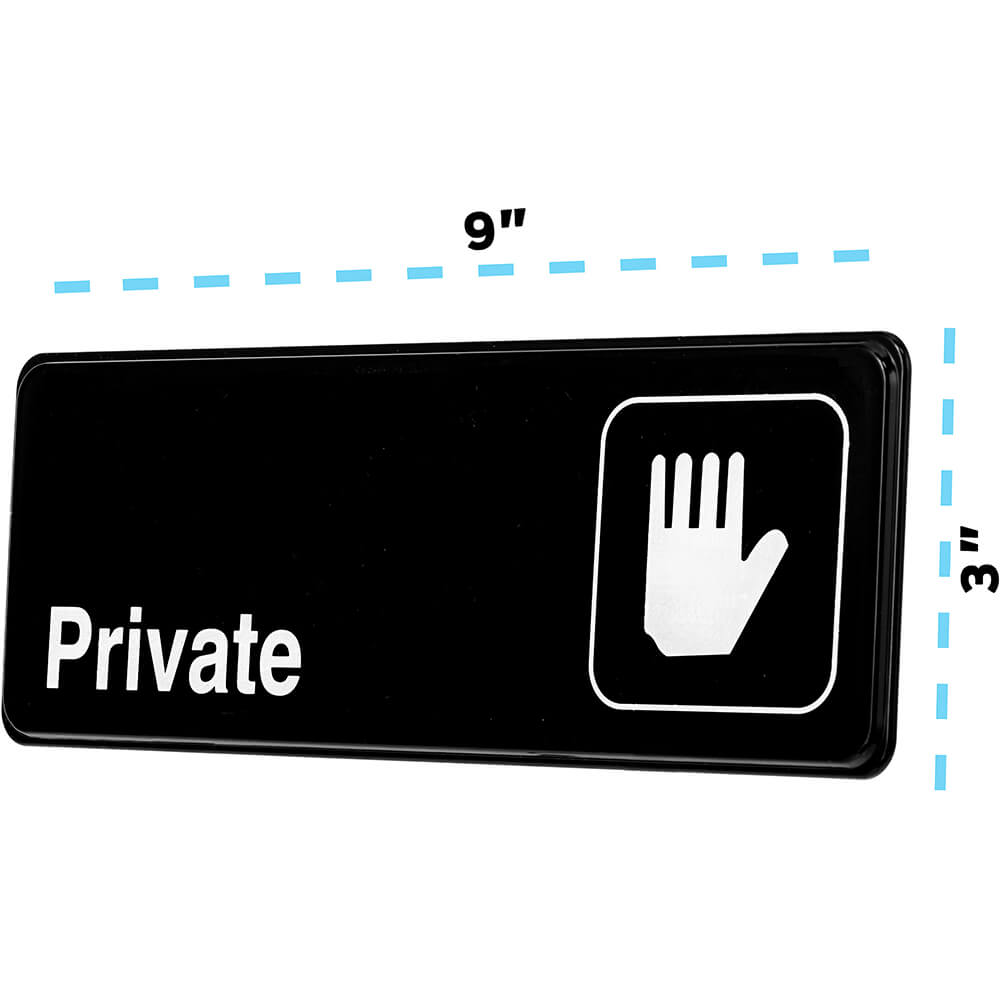 Black, ABS Private Sign, 3" X 9", White Lettering View 2