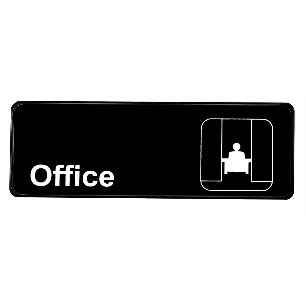 Black, ABS Office Sign, 3" X 9", White Lettering