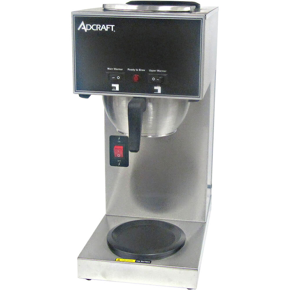 Adcraft Stainless Steel Coffee Maker / Brewer with Warming Switch, 8