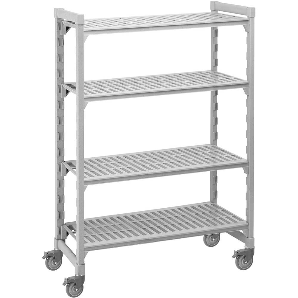 Speckled Gray, Mobile Shelving Unit, 48" x 24" x 67", 4 Shelves, Premium Casters