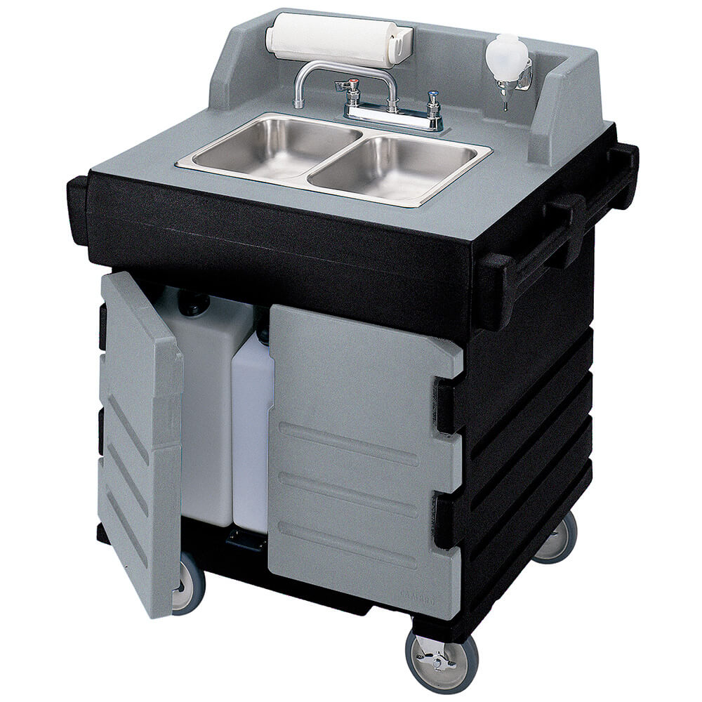Granite Gray And Black, Portable Hand Sink Cart, SelfContained, 110V