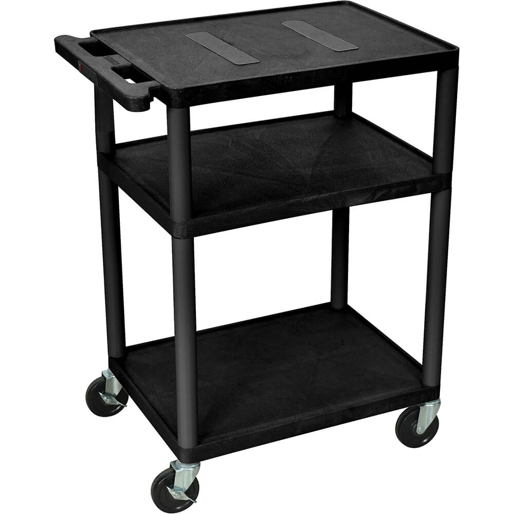 Black, 34" Tall Endura Molded Plastic AV / Utility Cart LE34B Luxor
