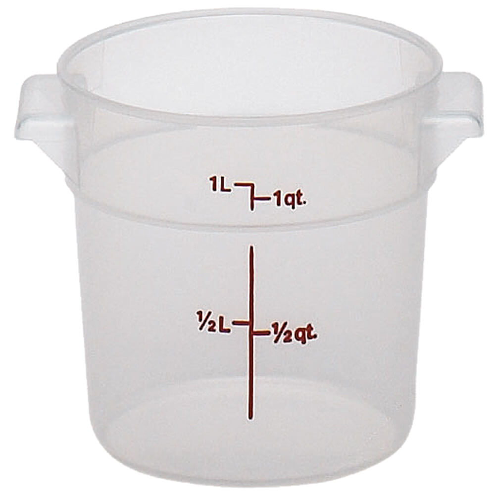 Translucent, 1 qt. Round Food Storage Containers, 12/PK