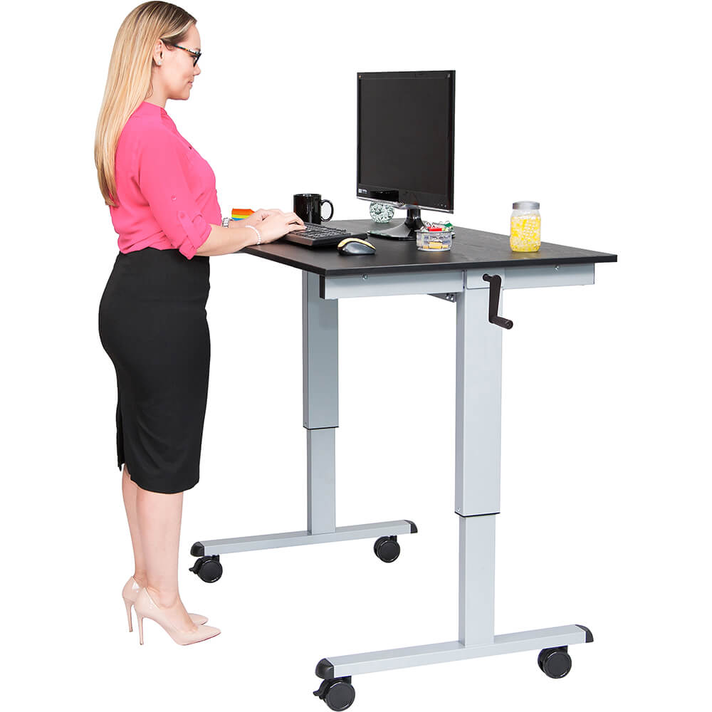 29.5" To 45.25" Height Adjustable Desk, Crank Adjustable Sit Stand Desk