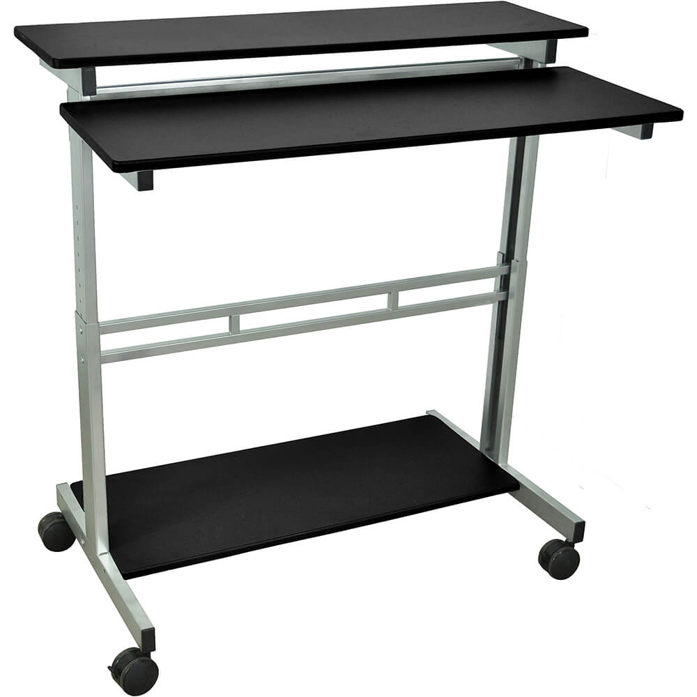 Black and Gray, 34" To 46" Height Adjustable Desk, 40" Long Sit Stand