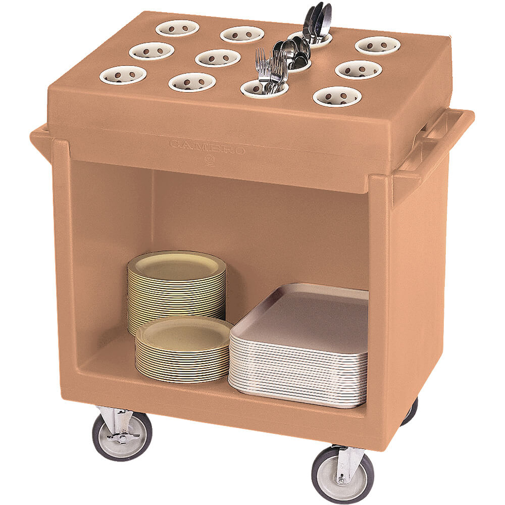 Coffee Beige, Tray and Dish Cart with Rack and Cover