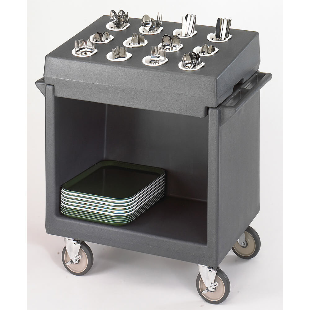 Granite Gray, Tray and Dish Cart with Rack and Cover