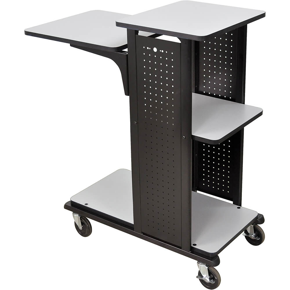 Black and Gray, Steel Heavy Duty Projector Stand / AV Cart, 3 Shelves