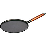 Black Matte, 11" Crepe Cast Iron Pan With Spreader And Spatula