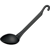 Black, Composite Material Basting Spoon with Handle Hook, Angled, 9"