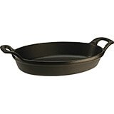 Black Matte, Oval Cast Iron Roasting Dish,  0.75 Qt