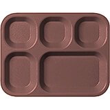 Brown, 5-Compartment Co-Polymer Cafeteria Trays, 24/PK