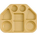 Beige, Polycarbonate Trapezoid 7-Compartment Cafeteria Trays, 12/PK