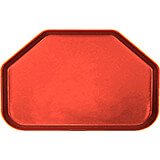 Signal Red, 14"x22" Trapezoid Food Trays, Fiberglass, 12/PK